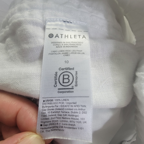 Athleta Womens 10 Cabo Linen Wide Leg Pull-On Pants White - Picture 10 of 10